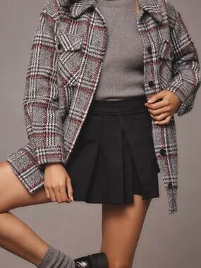 Greylin Plaid Fuzzy Knit Jacket-Size XS